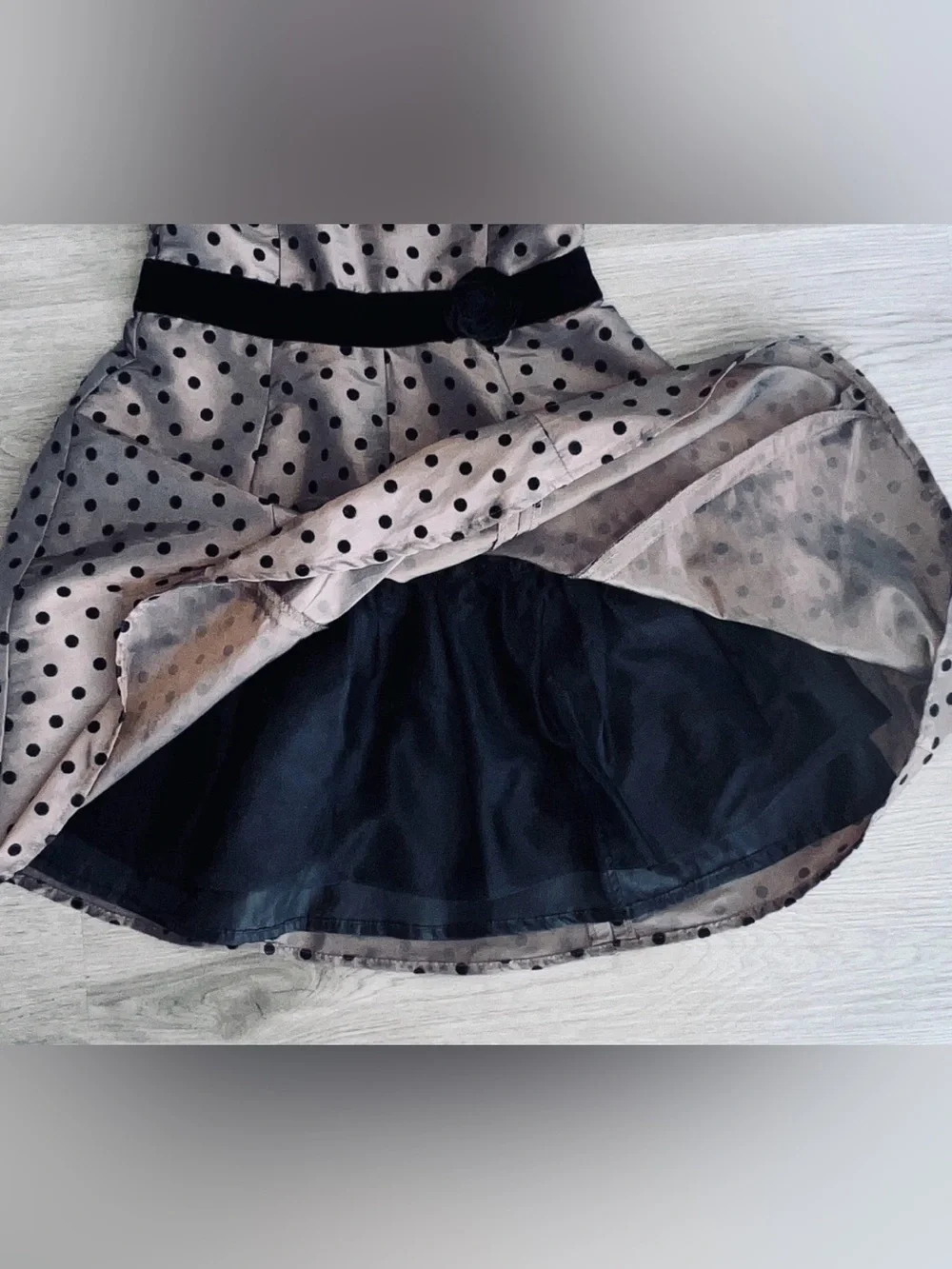 Carter’s Girl Dress 5 Party Holiday Special Occasion Brown Black Polka Dot Flare